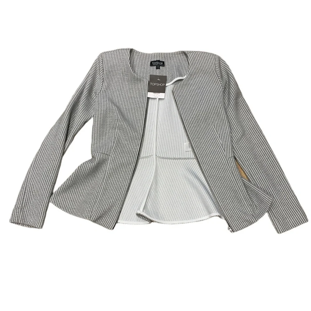 TOPSHOP Grey Knit Blazer - Picture 5 of 11